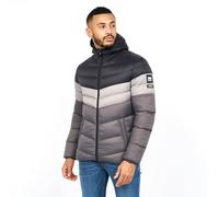 Crosshatch Men’s Padded Quilted Jacket - Body Warmer with Inner & Zip Side Pockets, Colour Block Contrast Coat Black/Grey/Charcoal L
