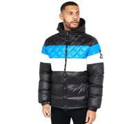 Crosshatch Men’s Padded Quilted Jacket - Body Warmer with Inner & Zip Side Pockets, Colour Block Contrast Coat Black/Roya Blue L