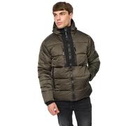 Crosshatch Men’s Quilted Hooded Jacket - Lightweight Padded Coat with Zip Pockets and Full-Zip Front for Everyday Winter Wear Olive M