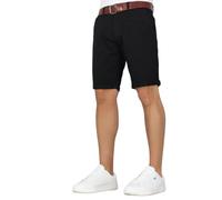 Crosshatch Men’s Slim Fit Stretch Chino Shorts with Belt - Casual Summer Golf Shorts, Beige, Grey, Navy, Black, Khaki, White Black 34