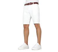 Crosshatch Men’s Slim Fit Stretch Chino Shorts with Belt - Casual Summer Golf Shorts, Beige, Grey, Navy, Black, Khaki, White White 40