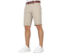 Crosshatch Men’s Slim Fit Stretch Chino Shorts with Belt - Casual Summer Golf Shorts, Beige, Grey, Navy, Black, Khaki, White Beige 38