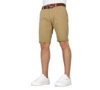 Crosshatch Men’s Slim Fit Stretch Chino Shorts with Belt - Casual Summer Golf Shorts, Beige, Grey, Navy, Black, Khaki, White Sand 40
