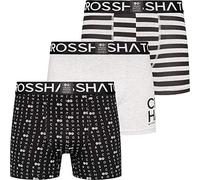 Crosshatch Mens 3 Pack Boxer Shorts Underwear Trunks Gridline Boxers Promotional, Optic Grey Marl - Gridline, M