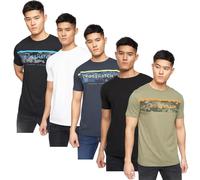 Crosshatch Mens 5 Pack Graphic Tee Multipack Gift Holiday Crew Neck T-Shirt Short Sleeve by JEANBASE - Neon Mix L