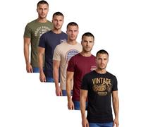Crosshatch Mens 5 Pack Graphic Tee Multipack Gift Holiday Crew Neck T-Shirt Short Sleeve - Iconic Mix XL