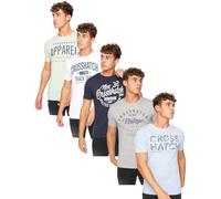 Crosshatch Mens 5 Pack Graphic Tee Multipack Gift Holiday Crew Neck T-Shirt Short Sleeve - Mix Print 3XL