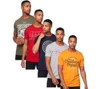 Crosshatch Mens 5 Pack Graphic Tee Multipack Gift Holiday Crew Neck T-Shirt Short Sleeve - Multi Print L