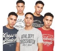 Crosshatch Mens 5 Pack of Luckmoore Printed T-Shirts in Multi colour - Multicolour Cotton - Size Small