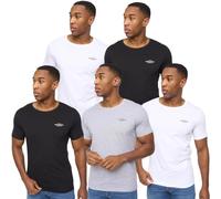Crosshatch Mens 5 Pack T Shirt Multipack Crew Neck Plain Basic Tee Cheap Sale Short Sleeve Top Jean Base 5 Pack - Basic Mix L