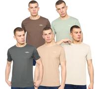 Crosshatch Mens 5 Pack T Shirt Multipack Crew Neck Plain Basic Tee Cheap Sale Short Sleeve Top Jean Base 5 Pack - Naturals S