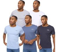 Crosshatch Mens 5 Pack T Shirt Multipack Crew Neck Plain Basic Tee Cheap Sale Short Sleeve Top Jean Base 5 Pack - Blue Mix 2XL
