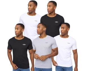 Crosshatch Mens 5 Pack T Shirt Multipack Crew Neck Plain Basic Tee Cheap Sale Short Sleeve Top Jean Base 5 Pack - Basic Mix XL