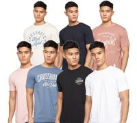 Crosshatch Mens 7 Pack of Rapmoore T-Shirts in Multi colour - Multicolour Cotton - Size Large