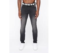 Crosshatch Barbeck Men's Slim-Fit Stretch Denim Jeans with Branded Belt in Black | Size: 36R Crosshatch Black 36R