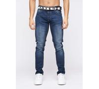 Crosshatch Barbeck Mens Classic Fashion Casual Slim Fit Jeans Blue Tint