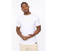 Crosshatch Men's Bardon Crew Neck Cotton T-Shirt with High Build Chest Print in White | Size: Large Crosshatch White L