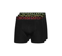 Crosshatch Mens Boxers 3 Pack Underwear Boxer Shorts Elasticated Waistband Men Trunks Multipack Set Chasma - Black Large