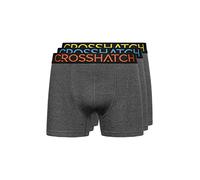 Crosshatch Mens Boxers 3 Pack Underwear Boxer Shorts Elasticated Waistband Men Trunks Multipack Set Chasma - Charcoal Large