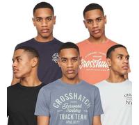 Crosshatch Mens Brandax Printed T-Shirt (Pack of 5) - Navy/Orange/Black/Grey Marl/White - Navy/Orange/Black/Grey Marl/White - M
