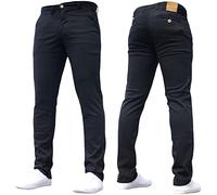 Crosshatch Mens 'Brooks' Stretch Chino Slim Fit Leg Trousers Jeans by JeanBase Black 36W X 32L