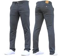 Crosshatch Mens 'Brooks' Stretch Chino Slim Fit Leg Trousers Jeans by JeanBase Charcoal 38W X 32L