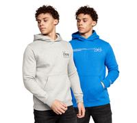 Crosshatch Mens Burmax Hoodie (Pack of 2) (Blue/Grey) - Size X-Large