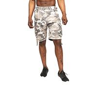 Crosshatch Mens Camo Casual Cargo Combat Shorts Cotton Summer Knee lengthPant(32,Grey-JM)