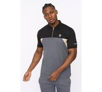 Crosshatch Men's Castlebay Zipped Jersey Polo Shirt with Contrast Panels | Size: Large Crosshatch Multicolor L