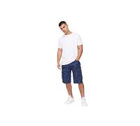 Crosshatch Mens Casual Cargo Combat Shorts Cotton Summer Knee Length Pants(32W/HANWHERE-Navy)