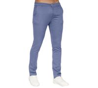 Crosshatch Mens Chino Jeans ● Stretchable Trousers ● Slim Fit ● Zip Fly with 4 Pockets Casual Work Office Pants Pale Blue 30W x 33L