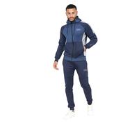 Crosshatch Mens Classic Tracksuit Set Hooded Zip Thru Top Sweatshirt with Jogging Bottoms Sweatpants Joggers with Pockets. Full Set Navy Blue XL