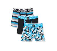 Crosshatch Men's CRYSTALINE 3 PK OPEN FLY BOXER SHORTS, Malibu Blue- X-Large