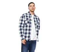 Crosshatch Mens Demaro Checked Lined Overshirt - Navy/White - L - Navy/White - 100% Cotton