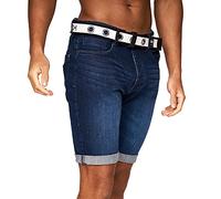 Crosshatch Mens Denim Jeans Shorts Cotton Summer Knee Length Pant(34,Dark Wash-Reester)