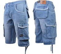 Crosshatch Mens Designer Cargo Knee Length Regular Fit Denim Jean Shorts (Light/New Berg, 38)