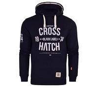 Crosshatch Mens Designer Casual Hooded Fleece Sweatshirt Jacket Overhead Pullover (Navy Blue, S)