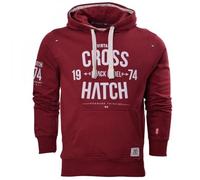 Crosshatch Mens Designer Casual Hooded Fleece Sweatshirt Jacket Overhead Pullover Red XL