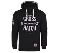 Crosshatch Mens Designer Casual Hooded Logo Top Hoody Fleece Sweatshirt Jacket Overhead Pullover Dark Black S