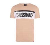 Crosshatch Mens Designer T-Shirt Crew Neck Short Sleeve Branded Panel Print Tee Stone S