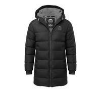 Crosshatch Mens Fleece Lined Long Length Coat Quilted Padded Warm Winter Hooded Jacket Zip Pockets Inside Pocket