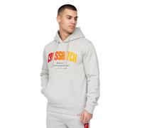 Crosshatch Mens Flocked Hoodie (XXL) (Grey Marl)