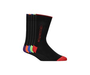 Crosshatch Mens Glowbow Crew Socks (Pack of 5) (Black/Multicoloured) - One Size