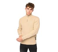Crosshatch Mens Havaline Knitted Quarter Zip Pullover (Wheat) - Tan Cotton - Size 2XL