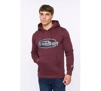 Crosshatch Men's Hellmere Men's Graphic Hoodie - Cotton Rich Fleece with Soft Touch & Flocked 3D Prints in Burgundy | Size: Large Crosshatch Burgundy L