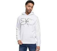Crosshatch Men's Hoodie - 100% Cotton Hooded Sweatshirt with Printed Logo, Drawcord Hood, and Fitted Hem White L