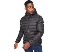 Crosshatch Mens Jacket Lightweight Padded Water Resistant Coat Hooded Bubble Zip Stay Warm Technology Quilted Lined, Black, XXL