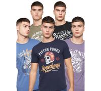 Crosshatch Mens Jerome Assorted Designs T-Shirt (Pack of 5) (Multicoloured) - Green Cotton - Size Medium