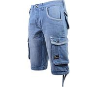 Crosshatch Mens Kanaster Denim Multipocket Cargo Designer Shorts