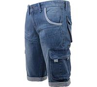 Crosshatch Mens Kanaster Denim Multipocket Cargo Designer Shorts[Light Wash,40" Waist]